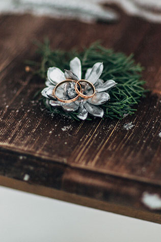 рождественская свадебная фотосессия, кольца
