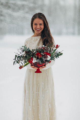 рождественская свадебная фотосессия, образ невесты