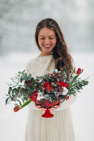 рождественская свадебная фотосессия, флористика
