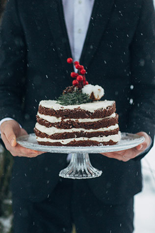 рождественская свадебная фотосессия, торт