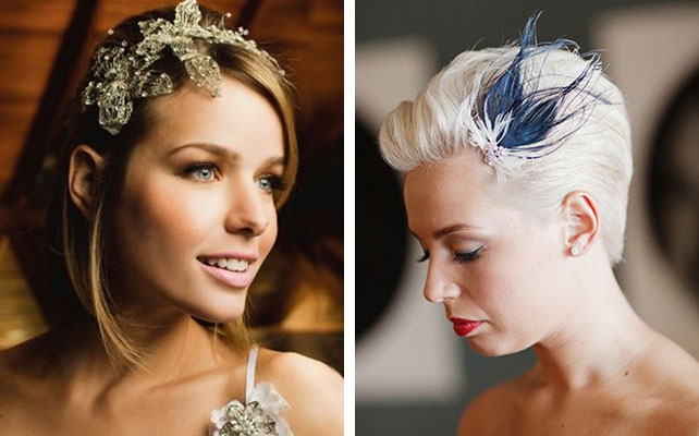 свадебная причёска с аксессуарами для коротких волос, фотографии свадебных причёсок для коротких волос