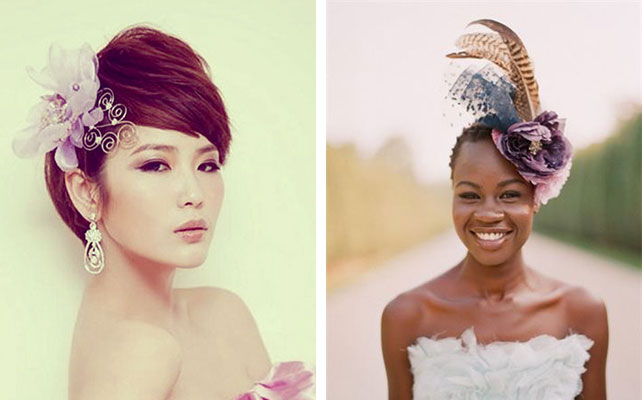 свадебная причёска с аксессуарами для коротких волос, фотографии свадебных причёсок для коротких волос