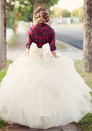 шотландская клетка в декоре свадьбы, образ невесты