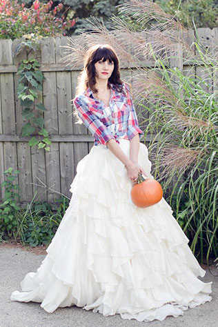 шотландская клетка в декоре свадьбы, образ невесты