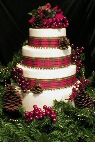 шотландская клетка в декоре свадебного торта