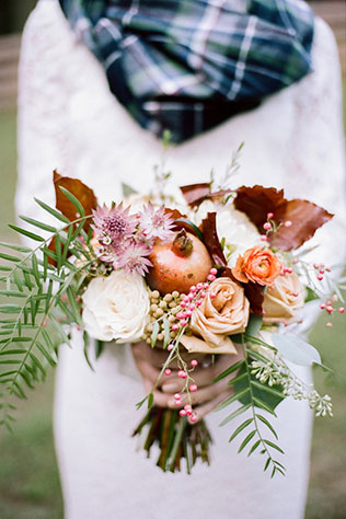 шотландская клетка в декоре свадьбы, образ невесты