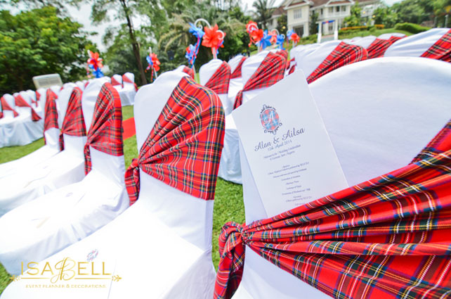 шотландская клетка в декоре церемонии