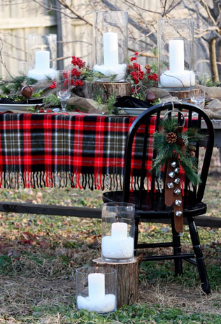 шотландская клетка в декоре свадьбы, клетчатые скатерти
