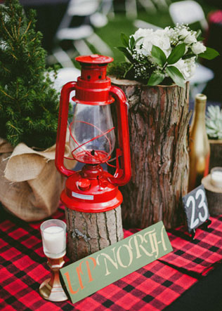 шотландская клетка в декоре свадьбы, клетчатая скатерть