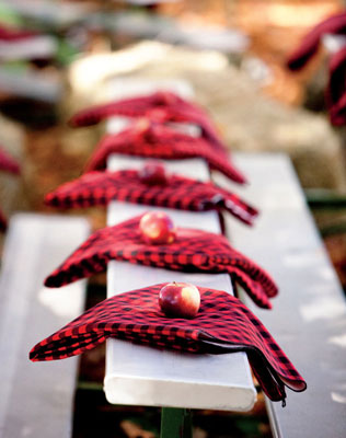 шотландская клетка в декоре свадьбы, клетчатый плед