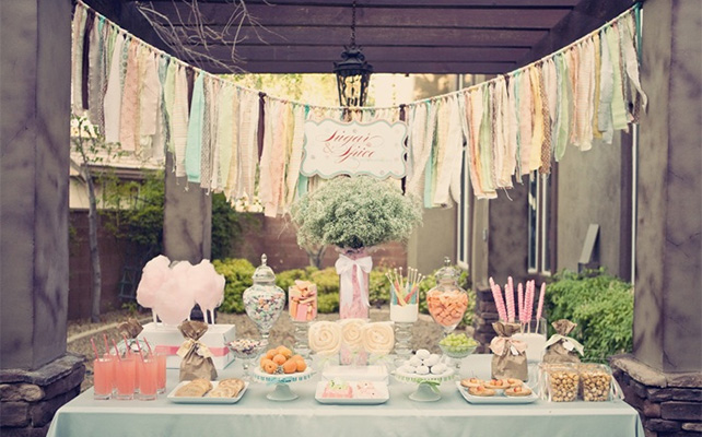 Сладкий стол персиковый розовый