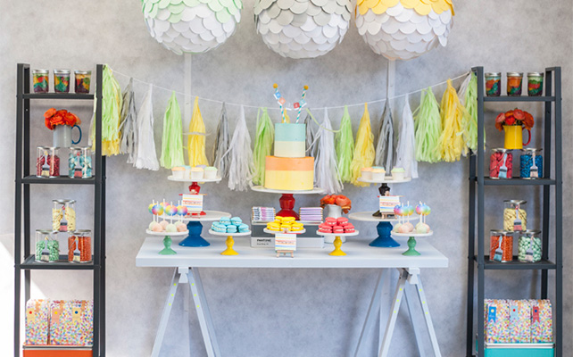 Сладкий стол желтый зеленый голубой