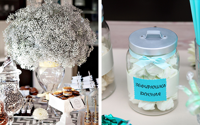 Сладкий стол белый-голубой