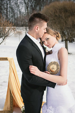 зимняя свадебная фотосессия, жених и невеста