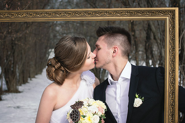 зимняя свадебная фотосессия, жених и невеста