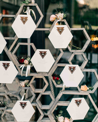 Свадебный тренд: соты и шестиугольники в декоре 