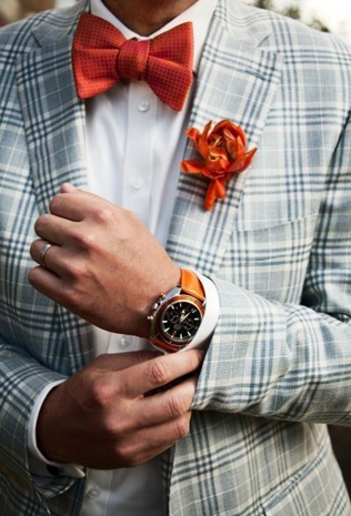 серый клетчатый пиджак жениха 