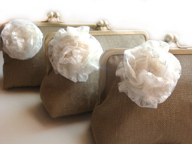 30 шикарных свадебных сумочек, сумочки из мешковины, украшенные цветами