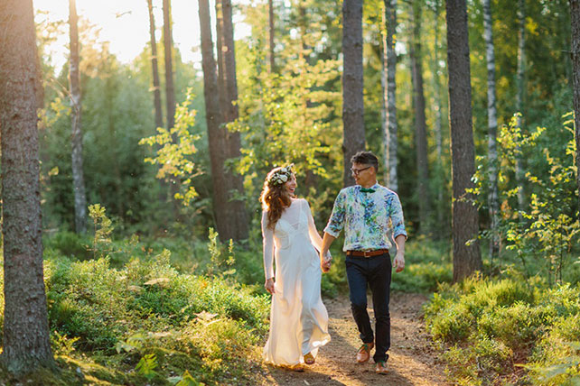 свадьба в Финляндии, прогулка жениха и невесты