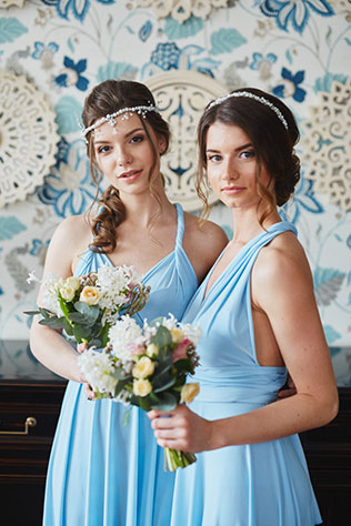 Элегантная свадьба в пыльно-голубом цвете, подружки невесты