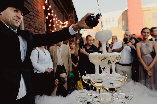 свадьба в стиле 1930-х годов, пирамида шампанского