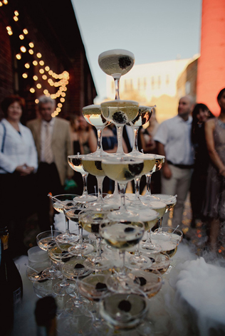 свадьба в стиле 1930-х годов, пирамида шампанского 