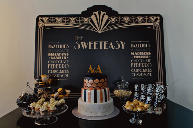 свадьба в стиле 1930-х годов, сладкий стол