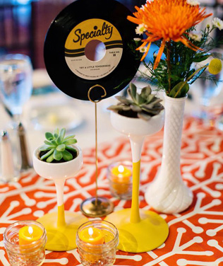 свадьба в стиле 1940-х годов, декор стола