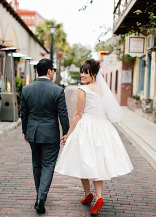 свадьба в стиле 1960-х годов, образ невесты 