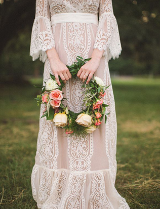 свадьба в стиле 1970-х годов, букет невесты 