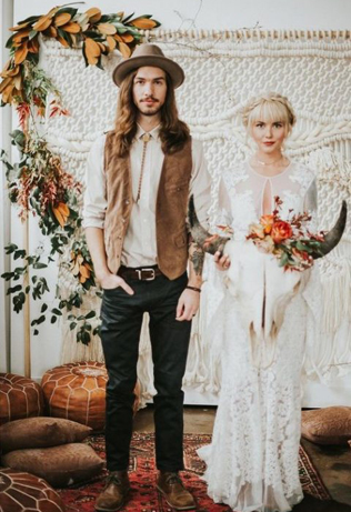 свадьба в стиле 1970-х годов, образы жениха и невесты 