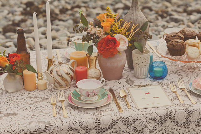 свадьба в стиле 1970-х годов, декор стола