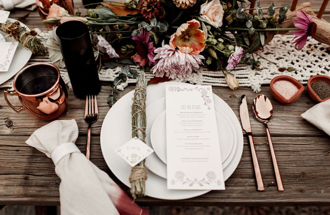 свадьба в стиле 1970-х годов, декор стола