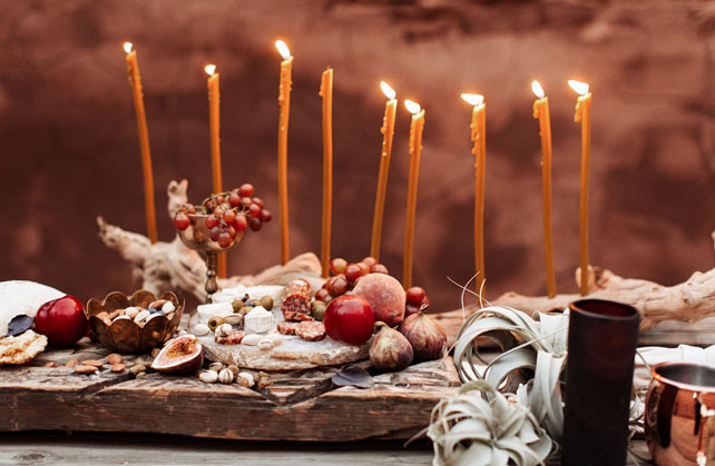 свадьба в стиле 1970-х годов, декор стола 