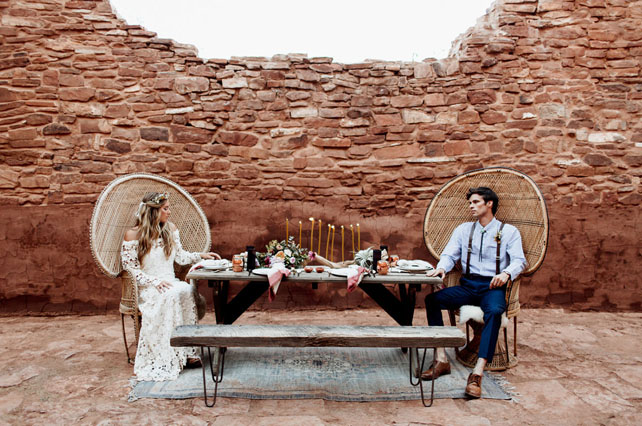 свадьба в стиле 1970-х годов, декор стола 