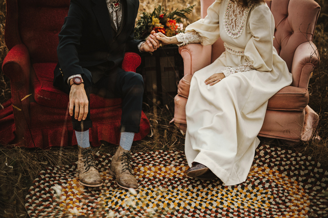 свадьба в стиле 1970-х годов, образы жениха и невесты 