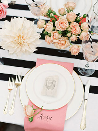 свадьба в стиле Шанель, оформление стола