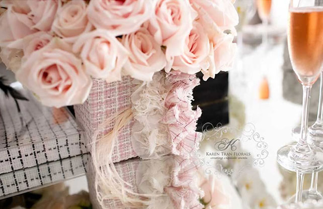 свадьба в стиле Шанель, декор стола