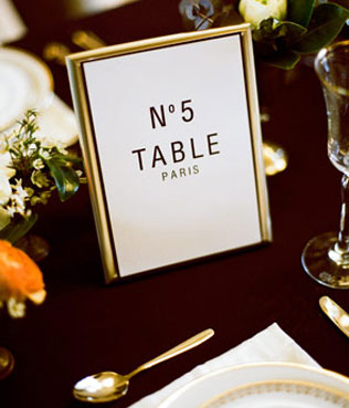 свадьба в стиле Шанель, номер стола