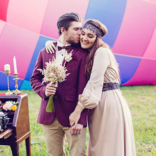 Свадьба в стиле бохо с полётом на воздушном шаре