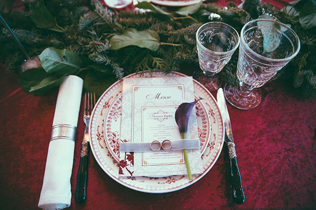 зима, оформление стола, меню