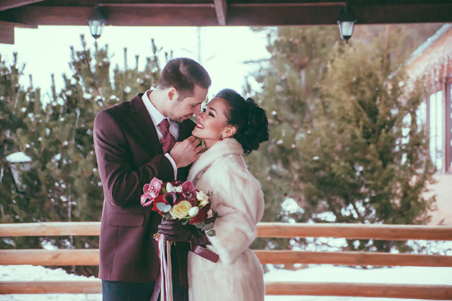 зима, ели, свадебная шубка