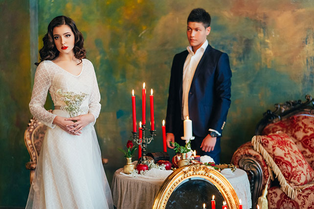 Свадебная фотосессия в дворцовом стиле, жених и невеста