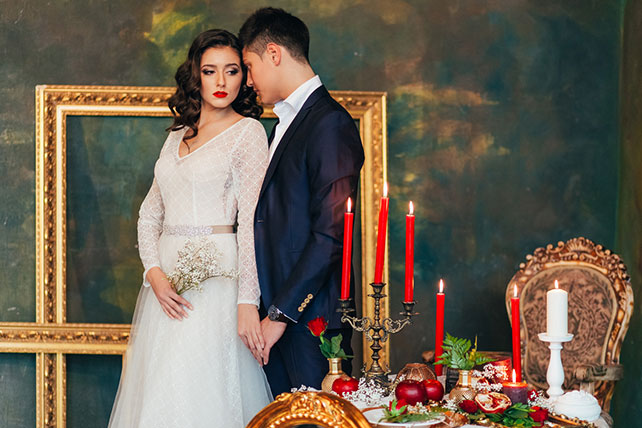 Свадебная фотосессия в дворцовом стиле, жених и невеста