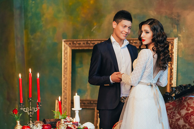 Свадебная фотосессия в дворцовом стиле, жених и невеста