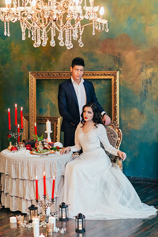 Свадебная фотосессия в дворцовом стиле, жених и невеста