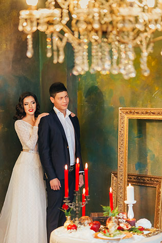 Свадебная фотосессия в дворцовом стиле, невеста и жених