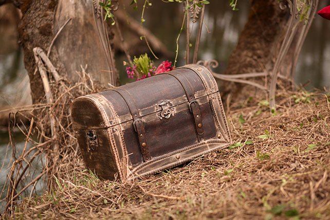 Свадебная фотосессия в сочных оттенках марсала, сундук