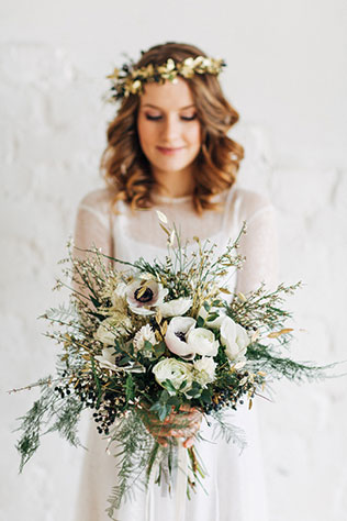 Свадебная фотосессия в стиле бохо, букет невесты