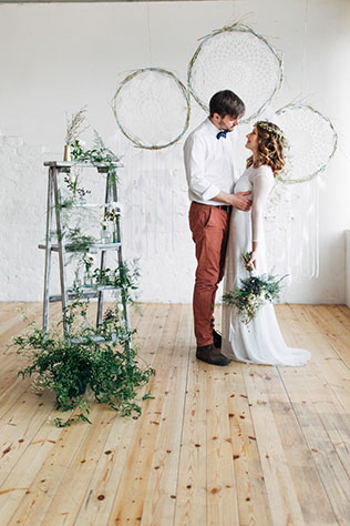 Свадебная фотосессия в стиле бохо, жених и невеста